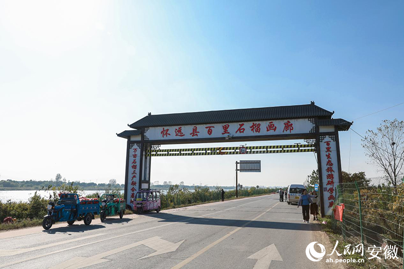 懷遠(yuǎn)縣百里石榴畫廊起點(diǎn)。人民網(wǎng)記者 張俊攝